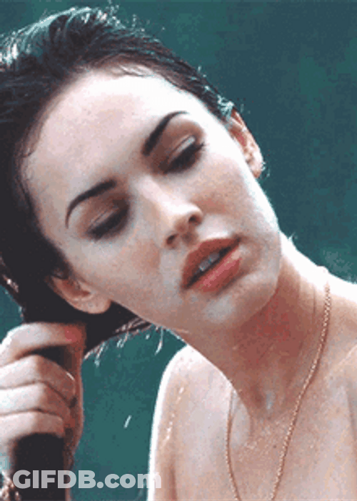 Megan Fox Drying Wet Hair GIF