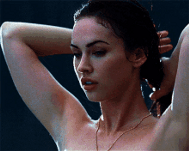 Megan Fox Holding Wet Hair GIF
