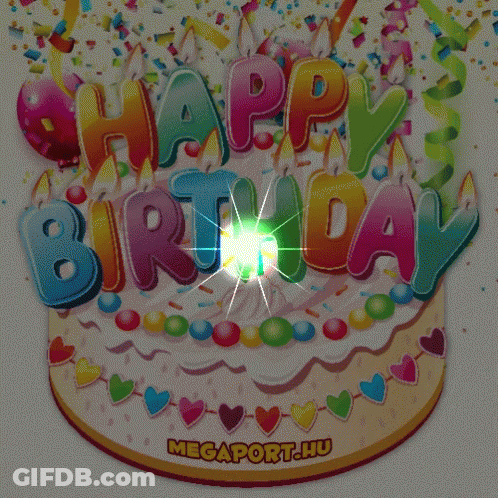 Megaport.hu Birthday Card With Colorful Cake GIF