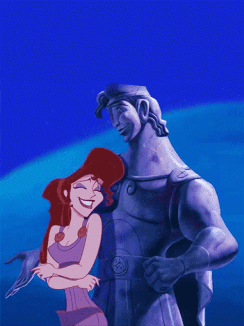 Megara Leaning To Hercules Statue GIF