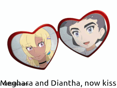 Meghara And Diantha Kissing In Heart Frame GIF