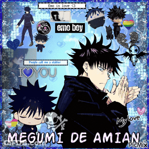 Megumi De Amian Surrounded By Various Images GIF