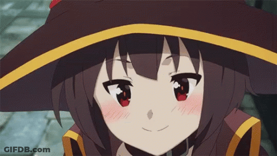 Megumin Blushing While Speaking GIF