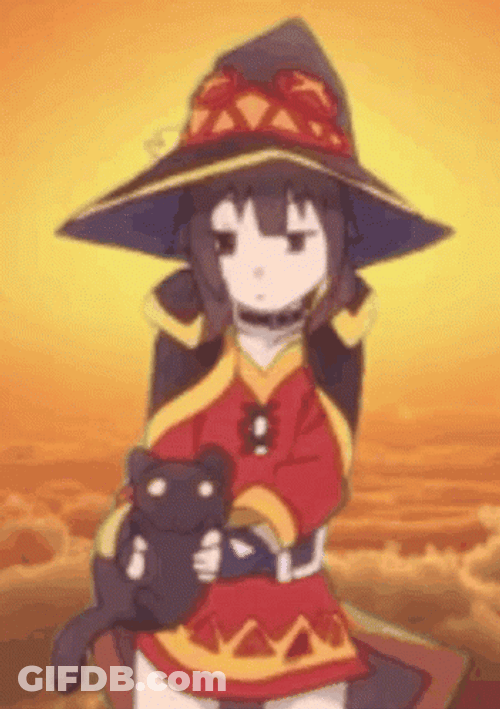 Megumin Dancing While Holding A Cat GIF