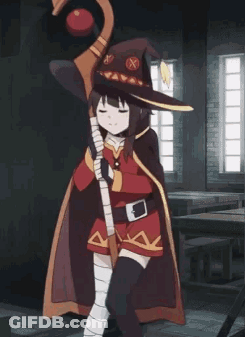 Megumin Moving With Her Wand GIF