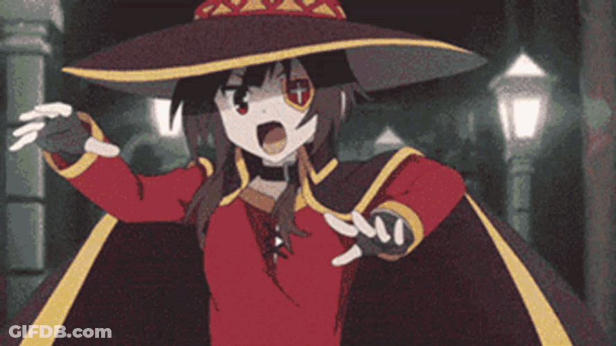 Megumin Speaking Moving Her Hands GIF