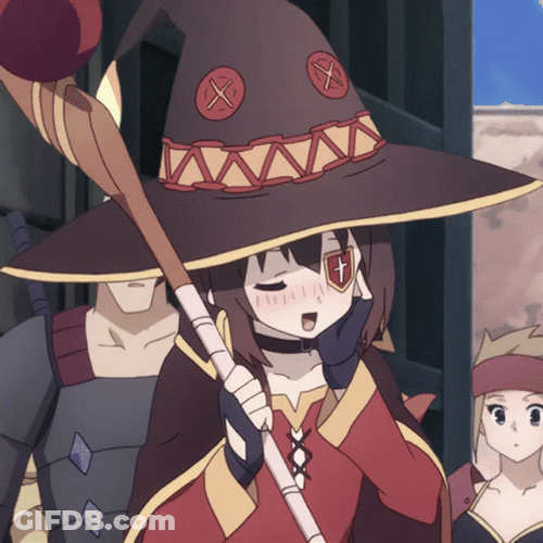 Megumin Speaking While Touching Her Face GIF