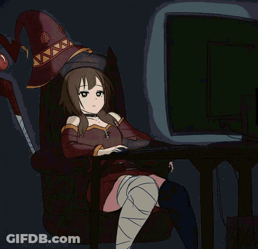 Megumin Watching Computer GIF