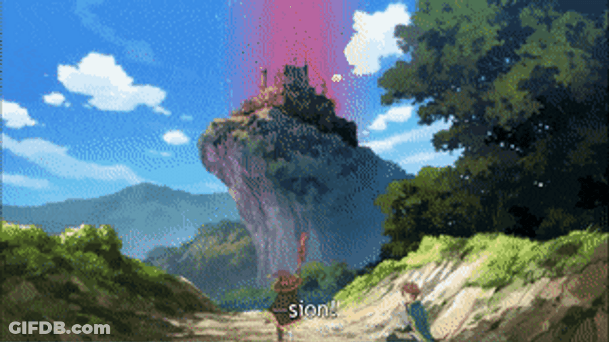 Megumin Watching Konusuba Castle Explosion GIF