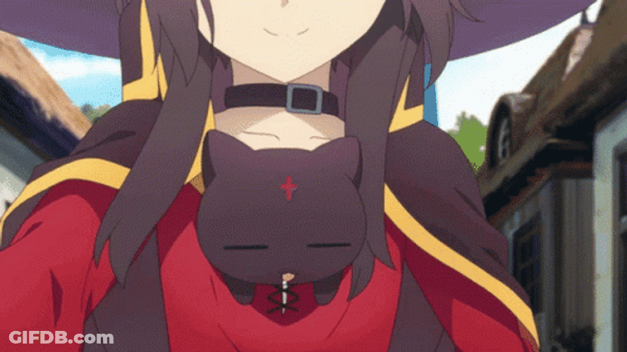 Megumin With Cat On Her Chest GIF