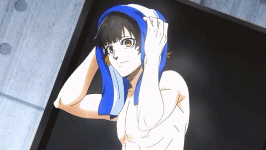 Meguru Bachira Wiping Hair GIF