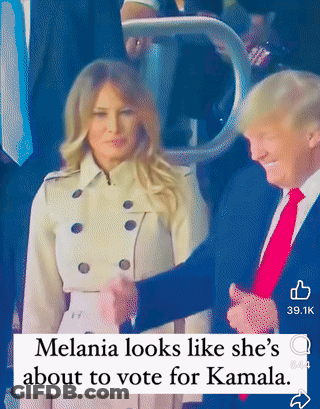 Melania Looks Like She 'S About To Vote For Kamala In A Video GIF