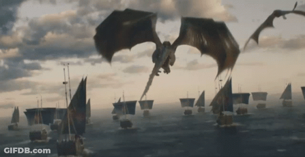 Meleys Flying Above Warships GIF
