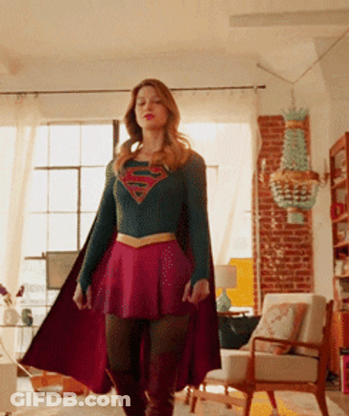 Melissa Benoist Super Girl Mini Skirt Costume GIF