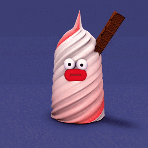 Melted Ice Cream Face With Chocolate Stick GIF