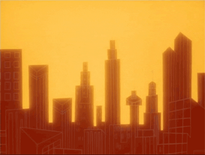 Melting Building Silhouette Animation GIF
