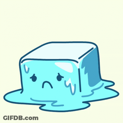 Melting Ice Cube With Sad Face GIF