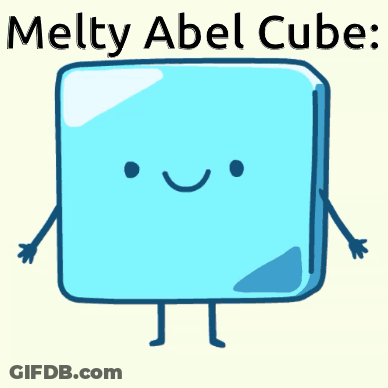 Melty Abel Cube With Hands And Legs GIF