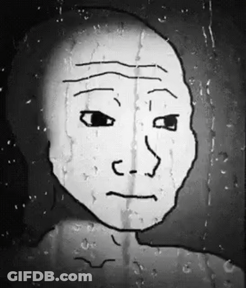 Meme Faces Sad Expression Featuring Rain GIF