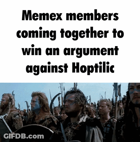Memex Members Coming Together To Win An Argument Against Hoptilic GIF