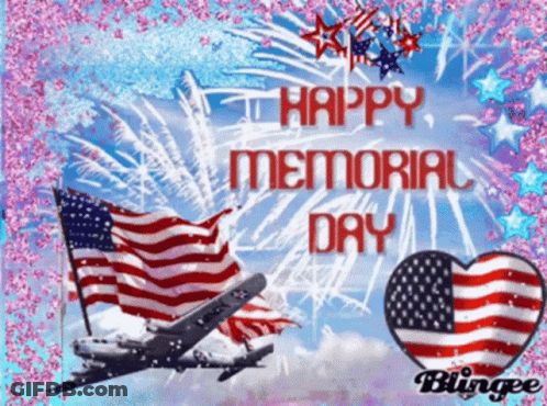 Memorial Day Greeting Card With Airplane And Heart GIF