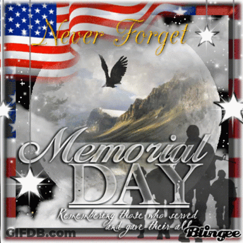 Memorial Day Greeting Card With American Flag And Eagle GIF