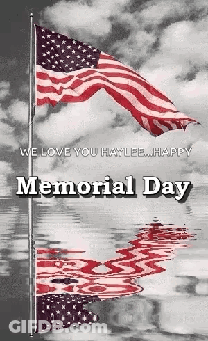 Memorial Day Greeting Card With American Flag Waving GIF