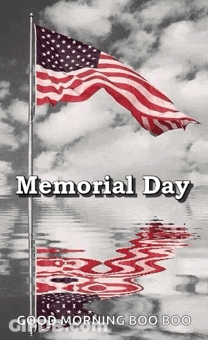 Memorial Day Greeting Card With American Flag Waving GIF