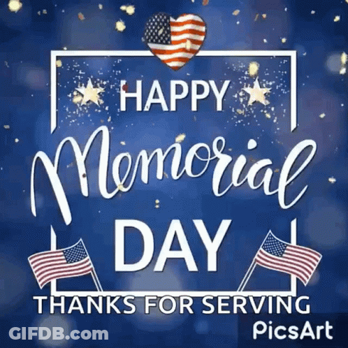 Memorial Day Greeting Card With Heart And Flags GIF
