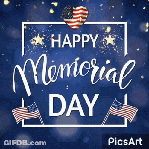 Memorial Day Greeting With Heart And Flags GIF
