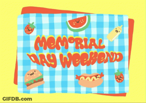 Memorial Day Weekend Card With Checkered Tablecloth GIF