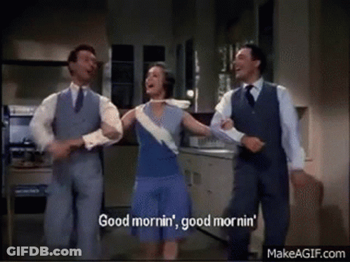Men And Woman Dancing In Kitchen Saying Good Morning GIF