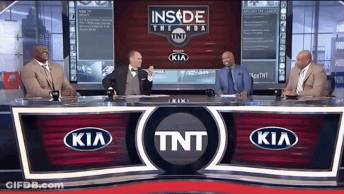 Men At Table In Front Of Inside The NBA TNT And KIA GIF
