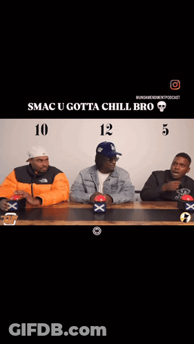 Men At Table With Buttons 10 12 And 5 GIF
