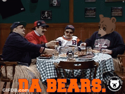 Men At Table With Orange Da Bears GIF