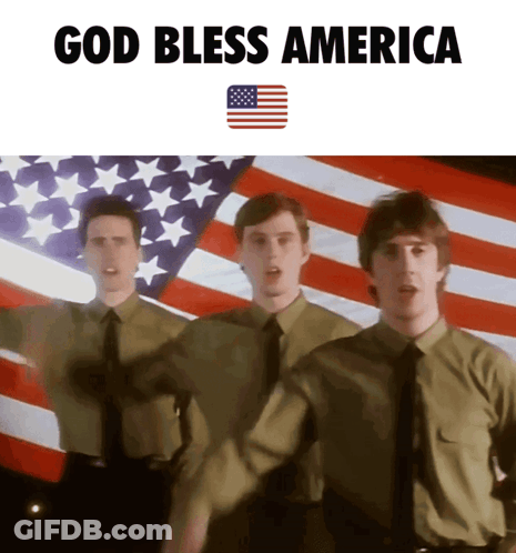 Men Before American Flag Saying God Bless America GIF