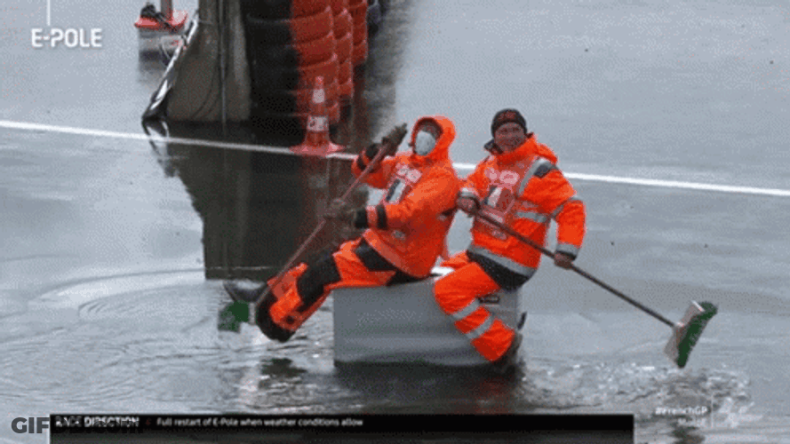 Men Brushing Off The Flooding GIF