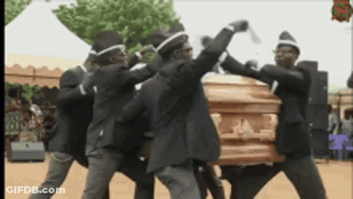 Men Carrying Coffin Dancing Around GIF