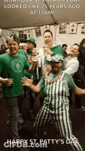 Men Celebrating St. Patrick's Day In Tent GIF