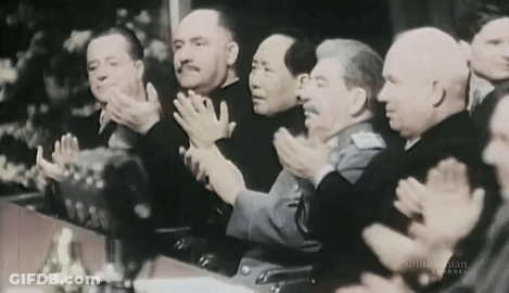 Men Clapping In Front Of Smithsonian Logo GIF