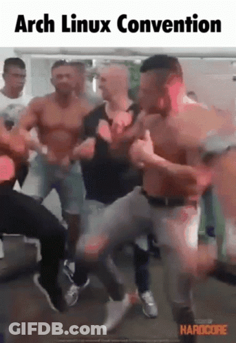 Men Dancing At Arch Linux Convention GIF