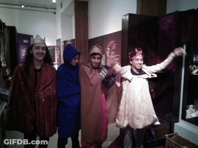 Men Dancing In Costume Museum GIF