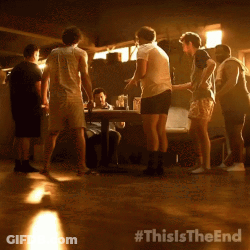 Men Dancing In Dark Room #Thisistheend GIF