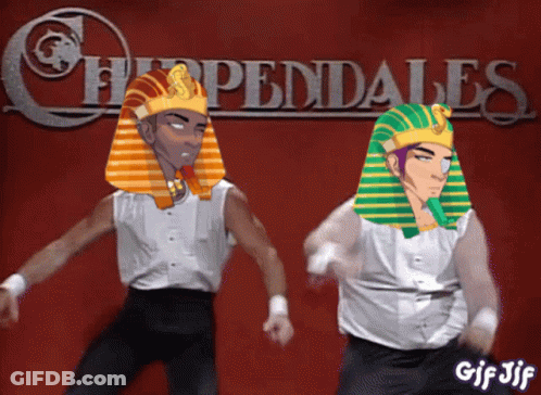 Men Dancing In Egyptian Costumes GIF