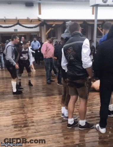 Men Dancing In Front Of Crowd Saying What Up Frisch GIF