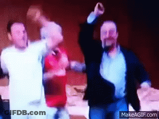 Men Dancing In Front Of Make A GIF Sign GIF