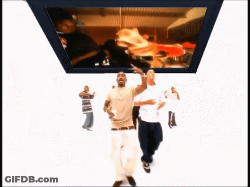 Men Dancing In Front Of TV Saying NBA GIF