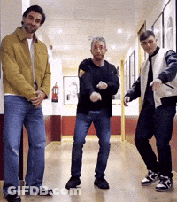 Men Dancing In Hallway GIF