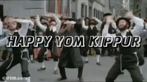 Men Dancing In Street With Happy Yom Kippur GIF