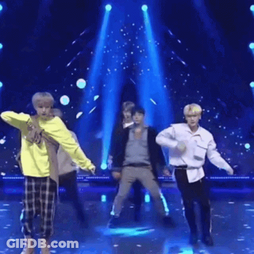 Men Dancing On Blue Background Stage GIF